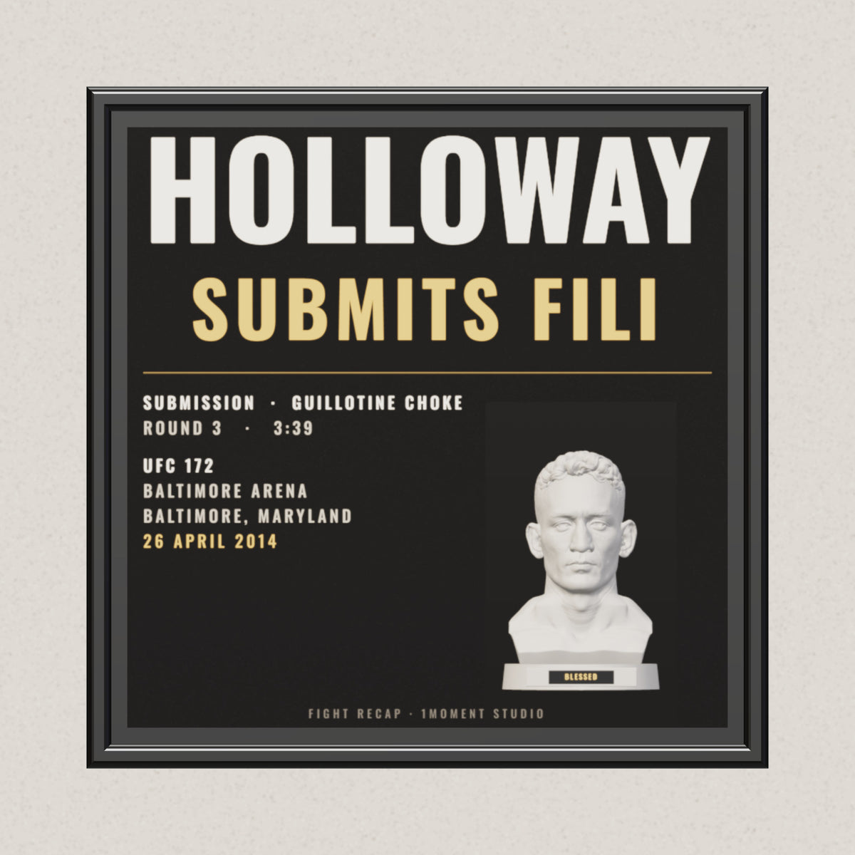 3D render of the 1Moment Studio Fight Night shadow box: Max Holloway vs Andre Fili, UFC 172