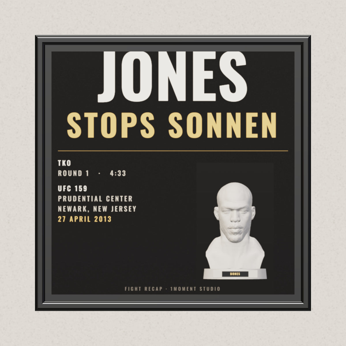 3D render of the 1Moment Studio Fight Night shadow box: Jon Jones vs Chael Sonnen, UFC 159