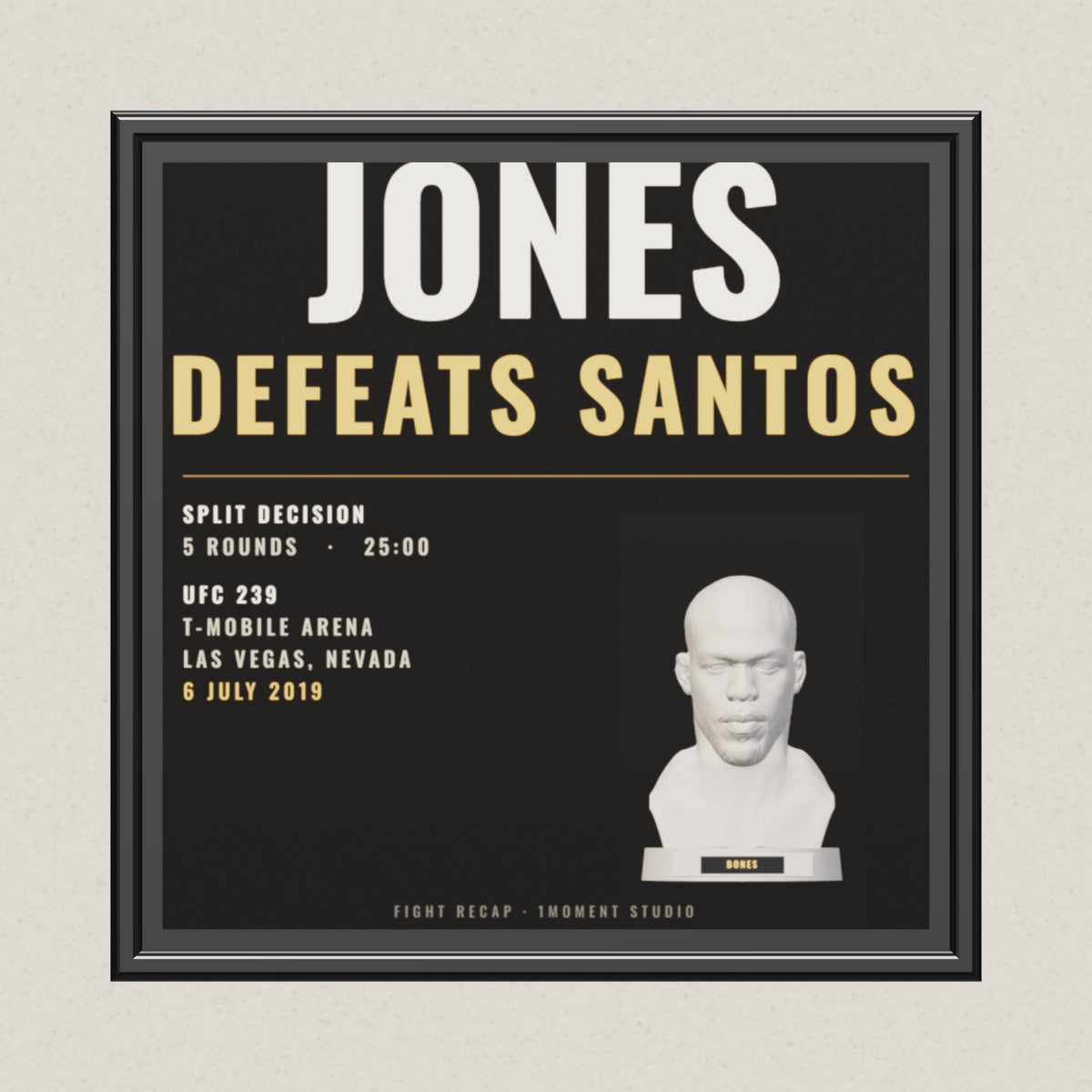 3D render of the 1Moment Studio Fight Night shadow box: Jon Jones vs Thiago Santos, UFC 239