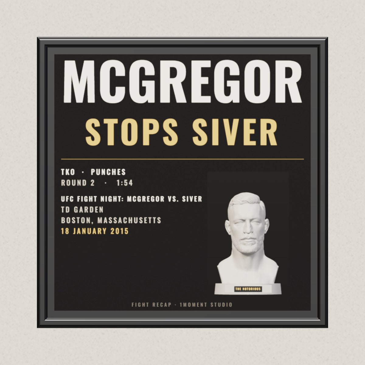 3D render of the 1Moment Studio Fight Night shadow box: Conor McGregor vs Dennis Siver, UFC Fight Night: McGregor vs. Siver