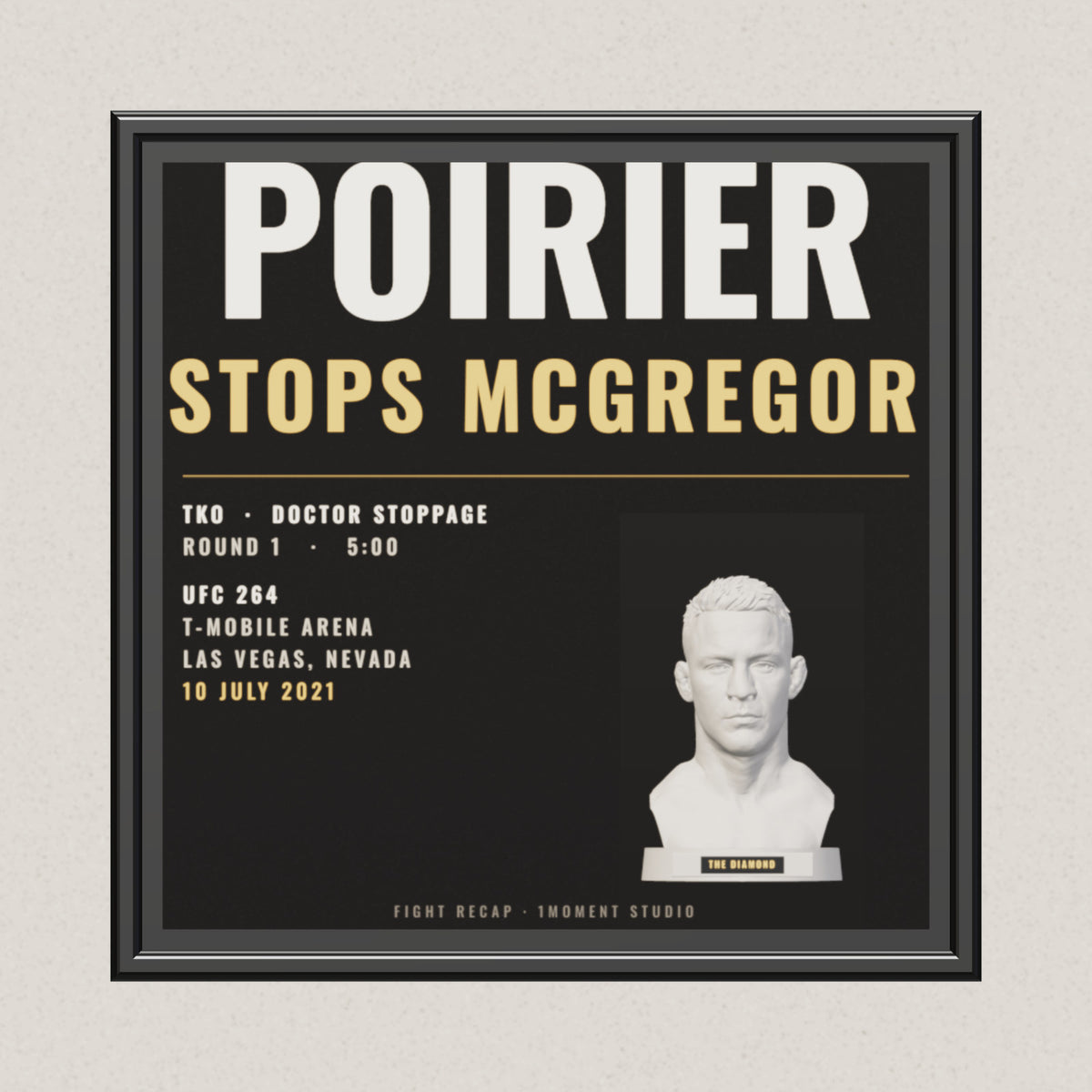 3D render of the 1Moment Studio Fight Night shadow box: Dustin Poirier vs Conor McGregor, UFC 264