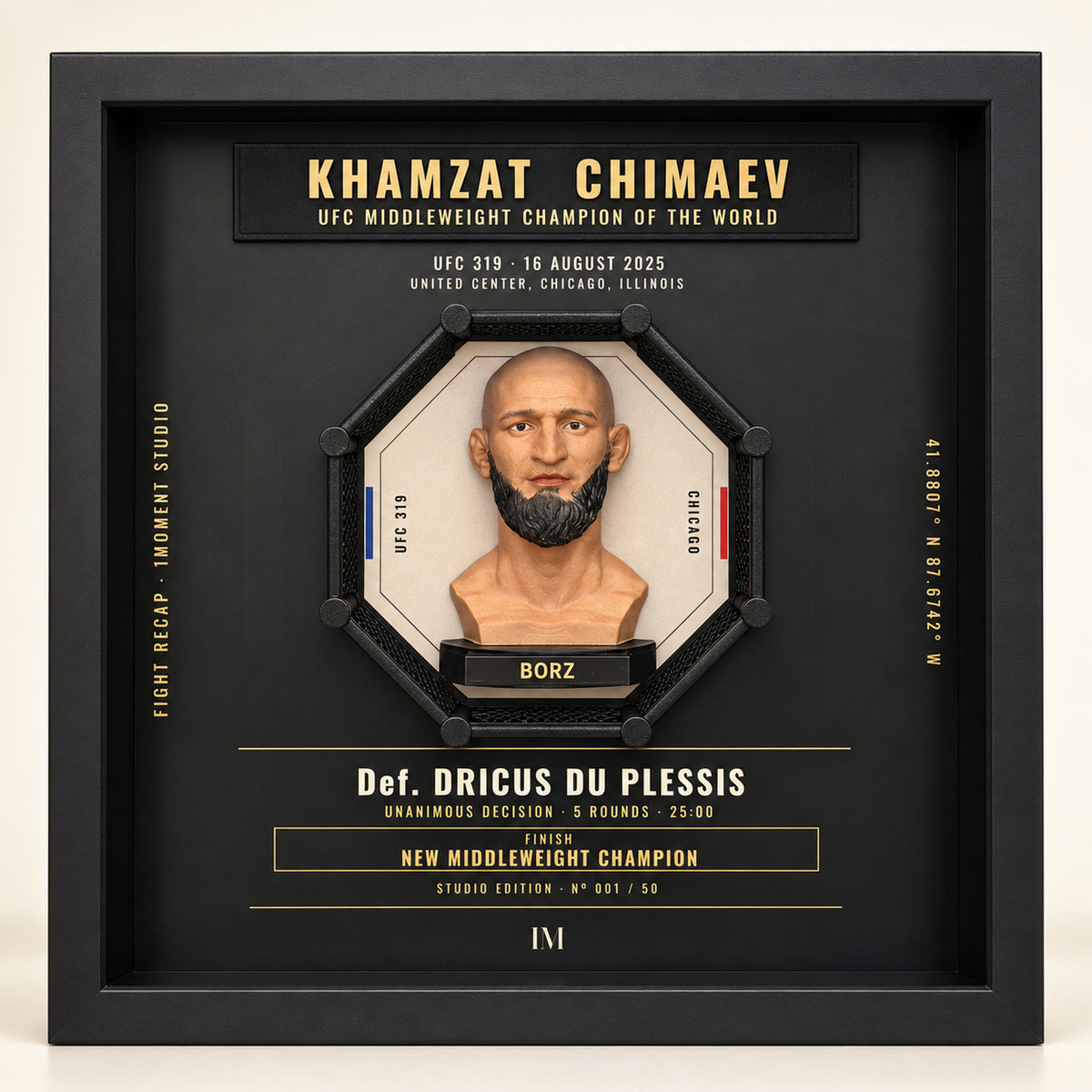 Khamzat Chimaev vs Dricus du Plessis | UFC 319 | Hand-Painted MMA Shadow Box
