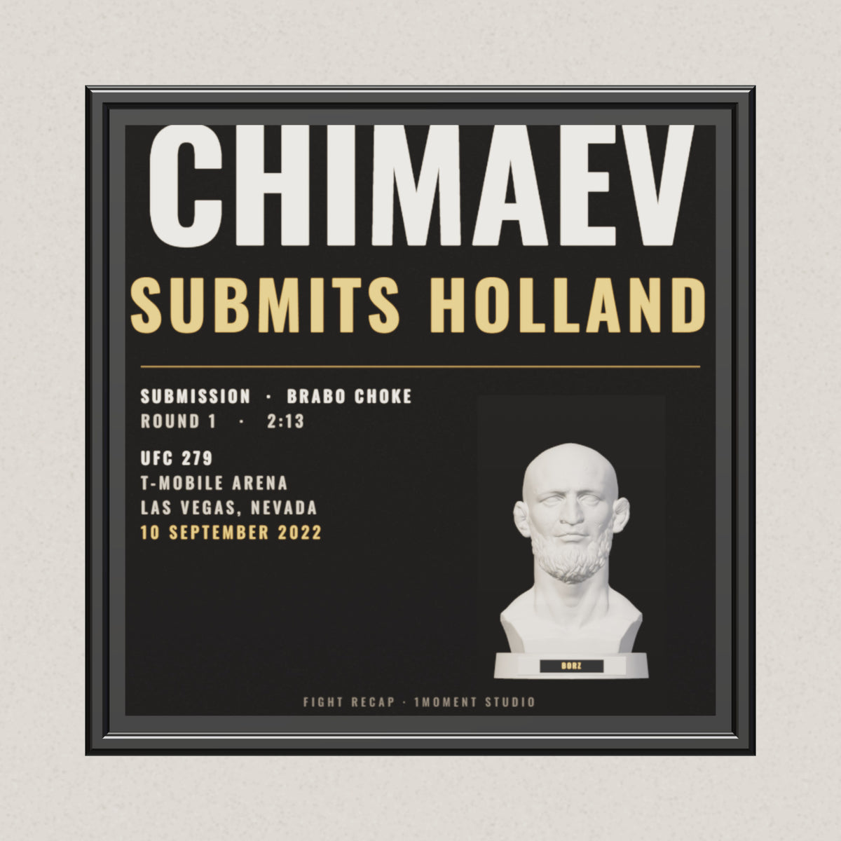 3D render of the 1Moment Studio Fight Night shadow box: Khamzat Chimaev vs Kevin Holland, UFC 279