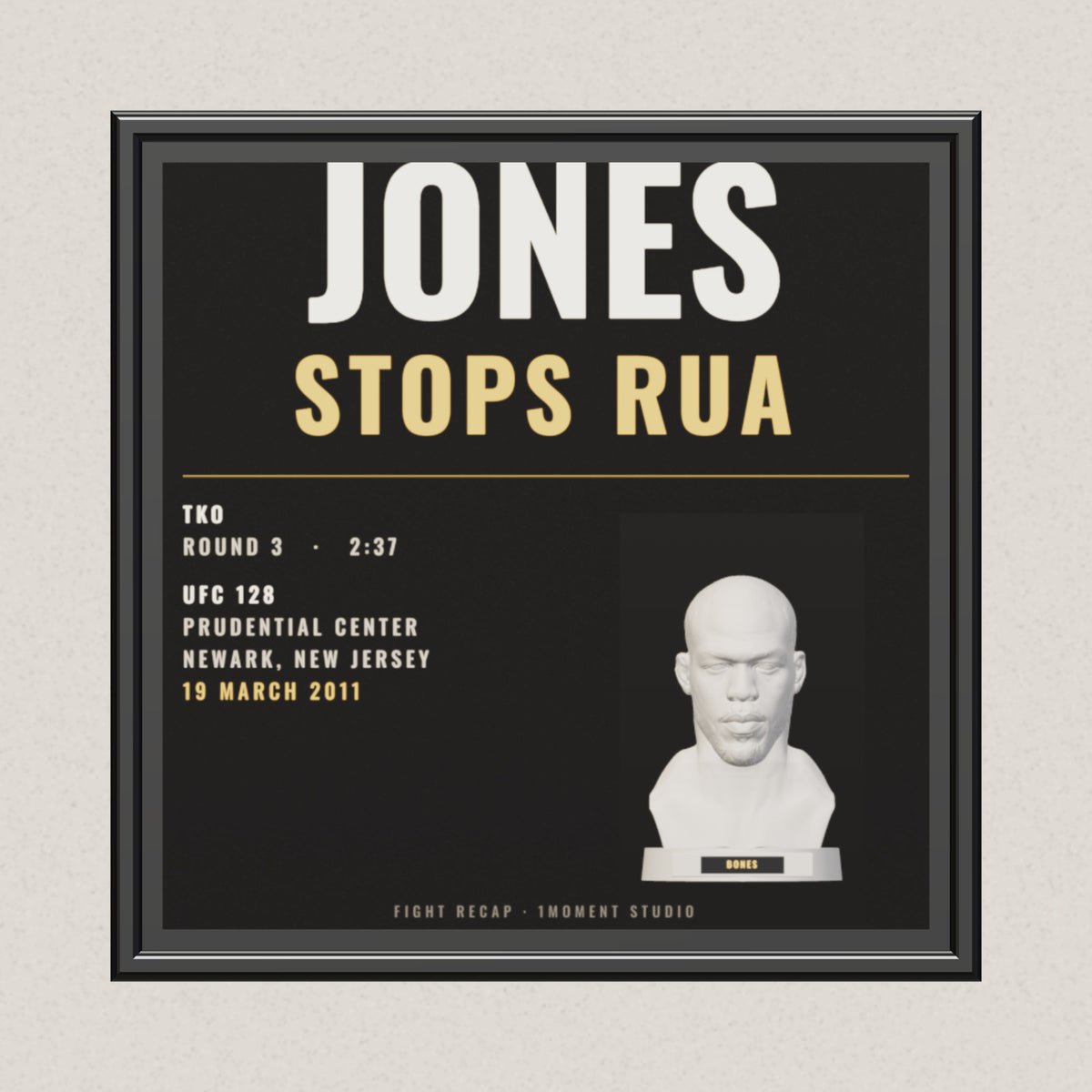3D render of the 1Moment Studio Fight Night shadow box: Jon Jones vs Mauricio Rua, UFC 128