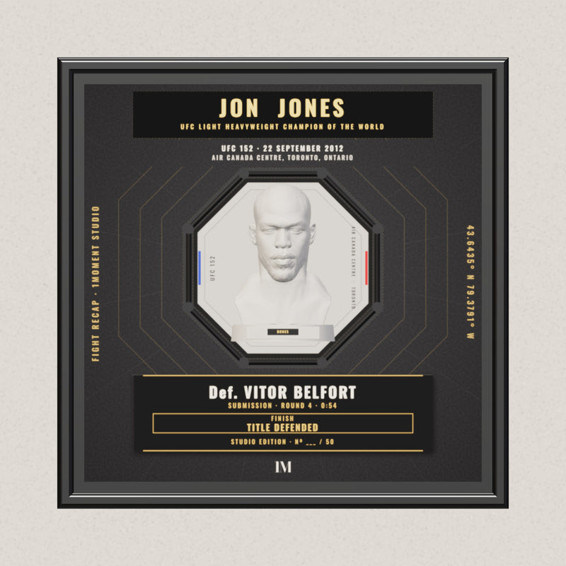 3D render of the 1Moment Studio Championship shadow box: Jon Jones vs Vitor Belfort, UFC 152
