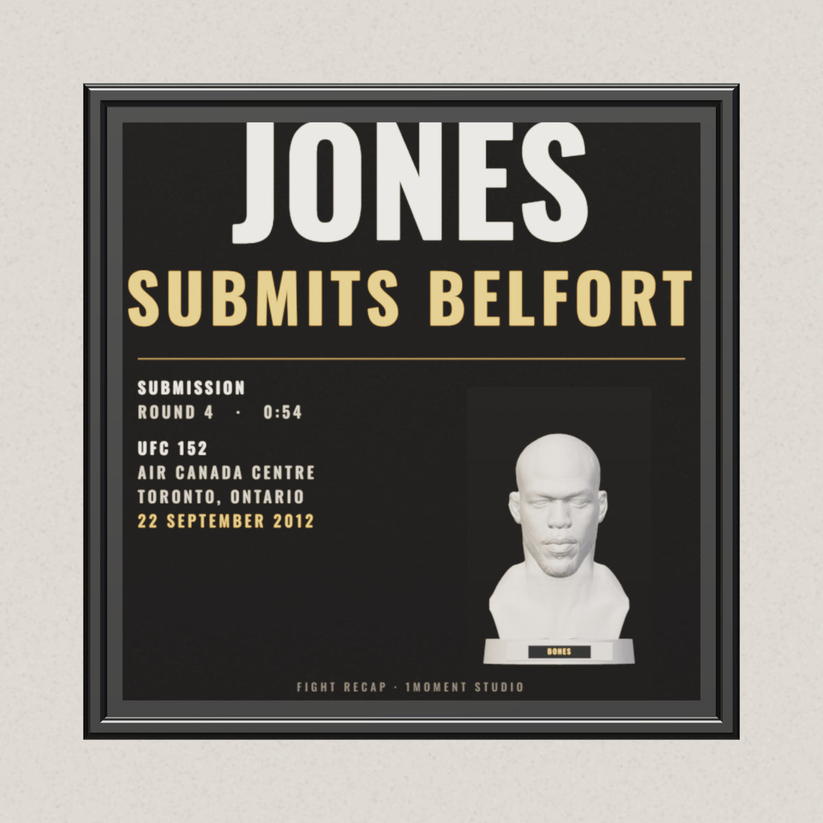 3D render of the 1Moment Studio Fight Night shadow box: Jon Jones vs Vitor Belfort, UFC 152