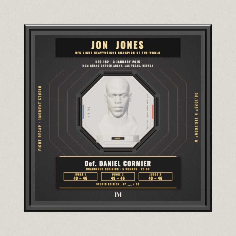 3D render of the 1Moment Studio Championship shadow box: Jon Jones vs Daniel Cormier, UFC 182