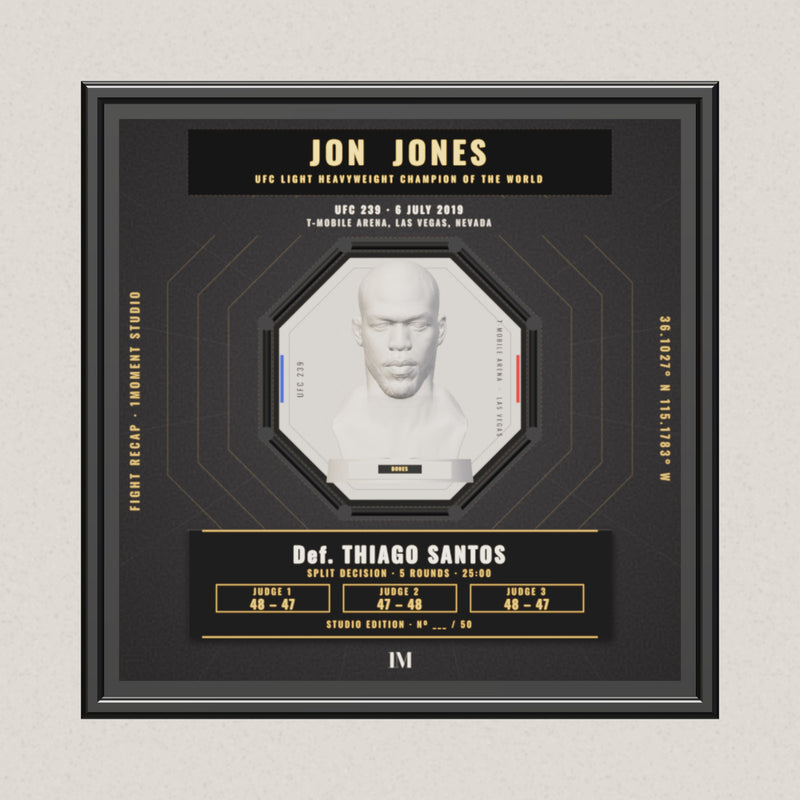 3D render of the 1Moment Studio Championship shadow box: Jon Jones vs Thiago Santos, UFC 239