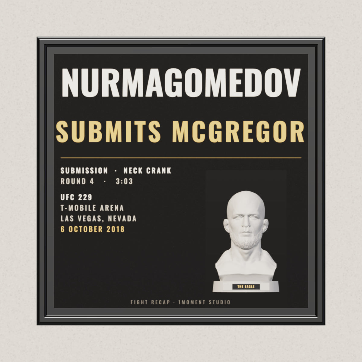 3D render of the 1Moment Studio Fight Night shadow box: Khabib Nurmagomedov vs Conor McGregor, UFC 229