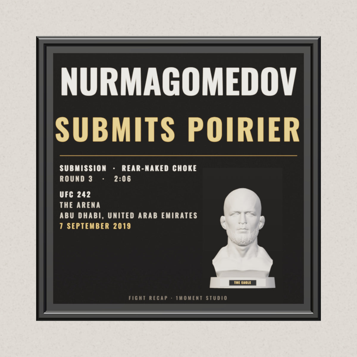 3D render of the 1Moment Studio Fight Night shadow box: Khabib Nurmagomedov vs Dustin Poirier, UFC 242