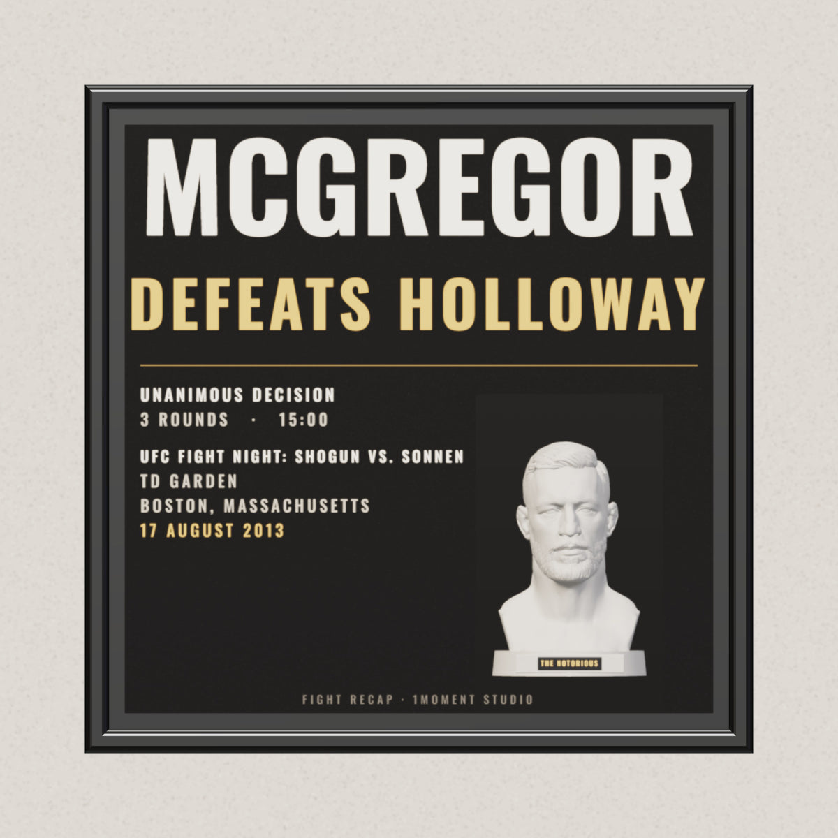 3D render of the 1Moment Studio Fight Night shadow box: Conor McGregor vs Max Holloway, UFC Fight Night: Shogun vs. Sonnen
