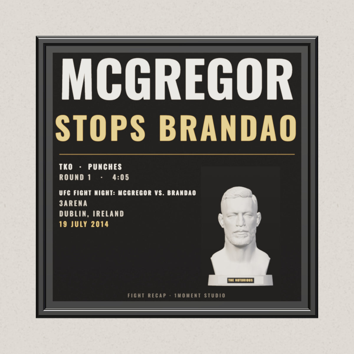3D render of the 1Moment Studio Fight Night shadow box: Conor McGregor vs Diego Brandao, UFC Fight Night: McGregor vs. Brandao