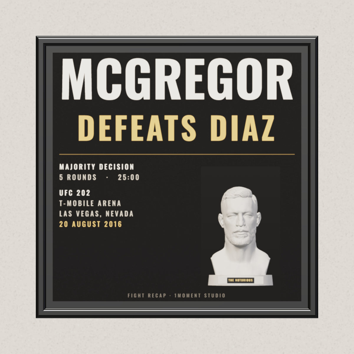 3D render of the 1Moment Studio Fight Night shadow box: Conor McGregor vs Nate Diaz, UFC 202