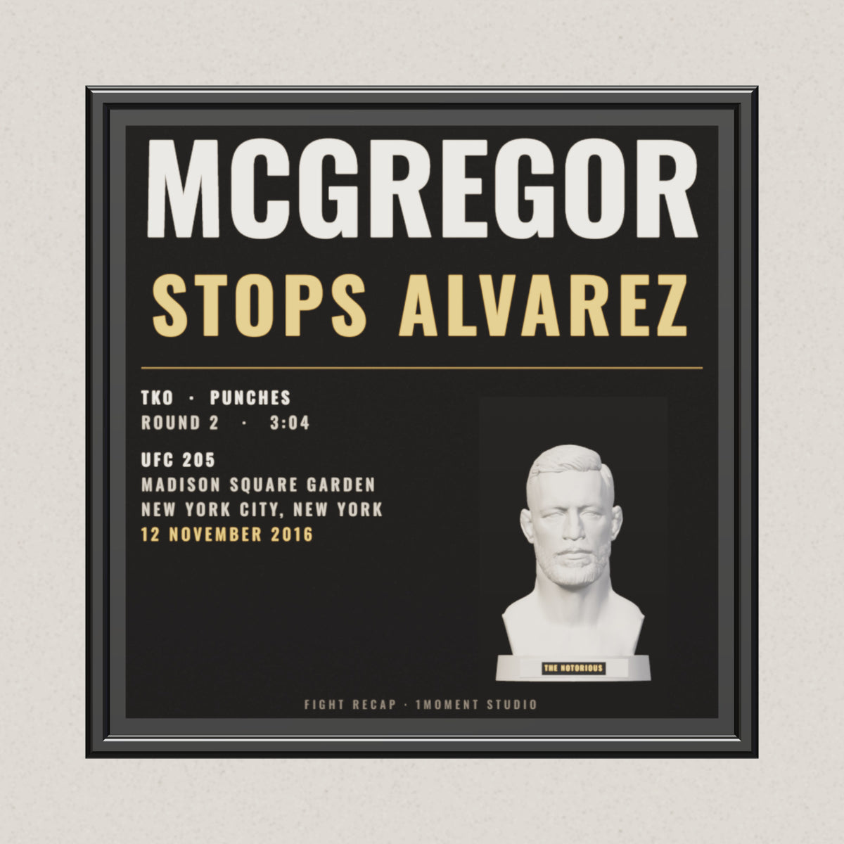 3D render of the 1Moment Studio Fight Night shadow box: Conor McGregor vs Eddie Alvarez, UFC 205