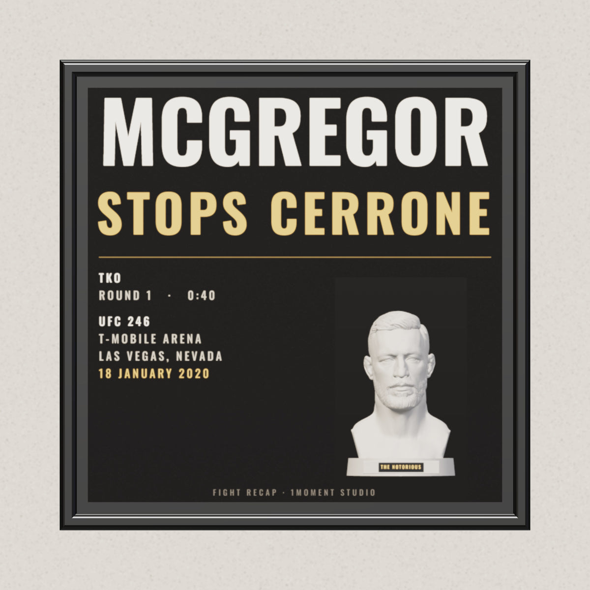 3D render of the 1Moment Studio Fight Night shadow box: Conor McGregor vs Donald Cerrone, UFC 246