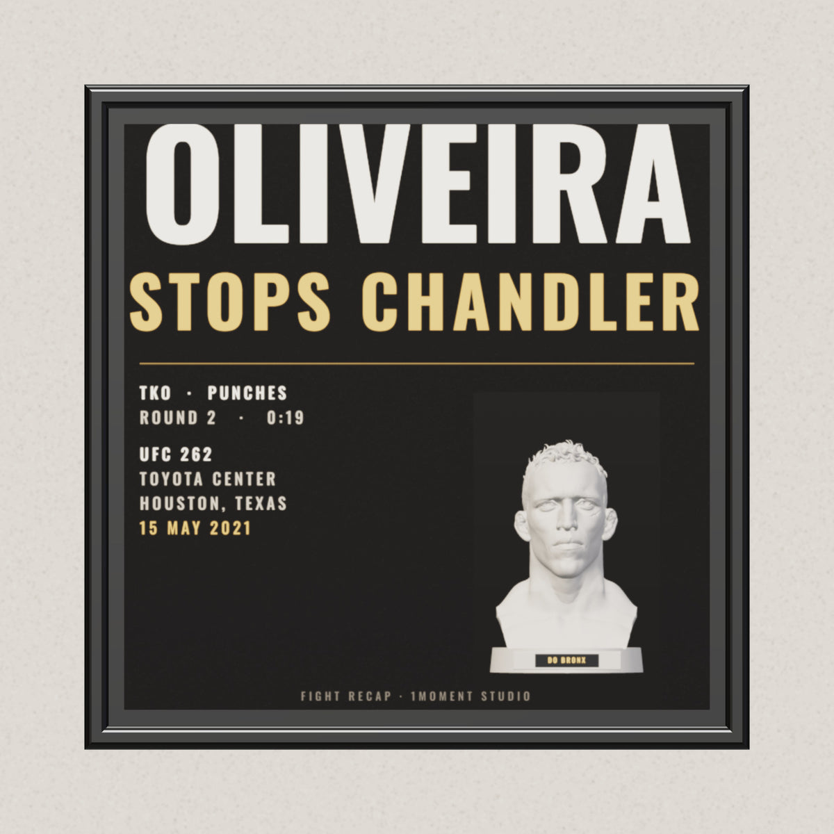3D render of the 1Moment Studio Fight Night shadow box: Charles Oliveira vs Michael Chandler, UFC 262