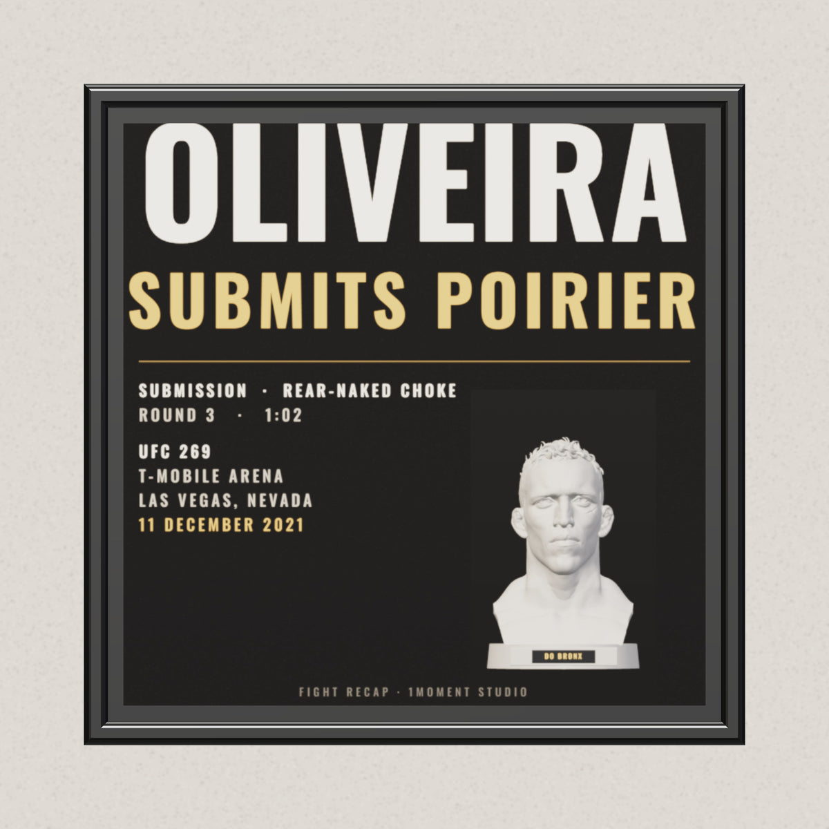 3D render of the 1Moment Studio Fight Night shadow box: Charles Oliveira vs Dustin Poirier, UFC 269