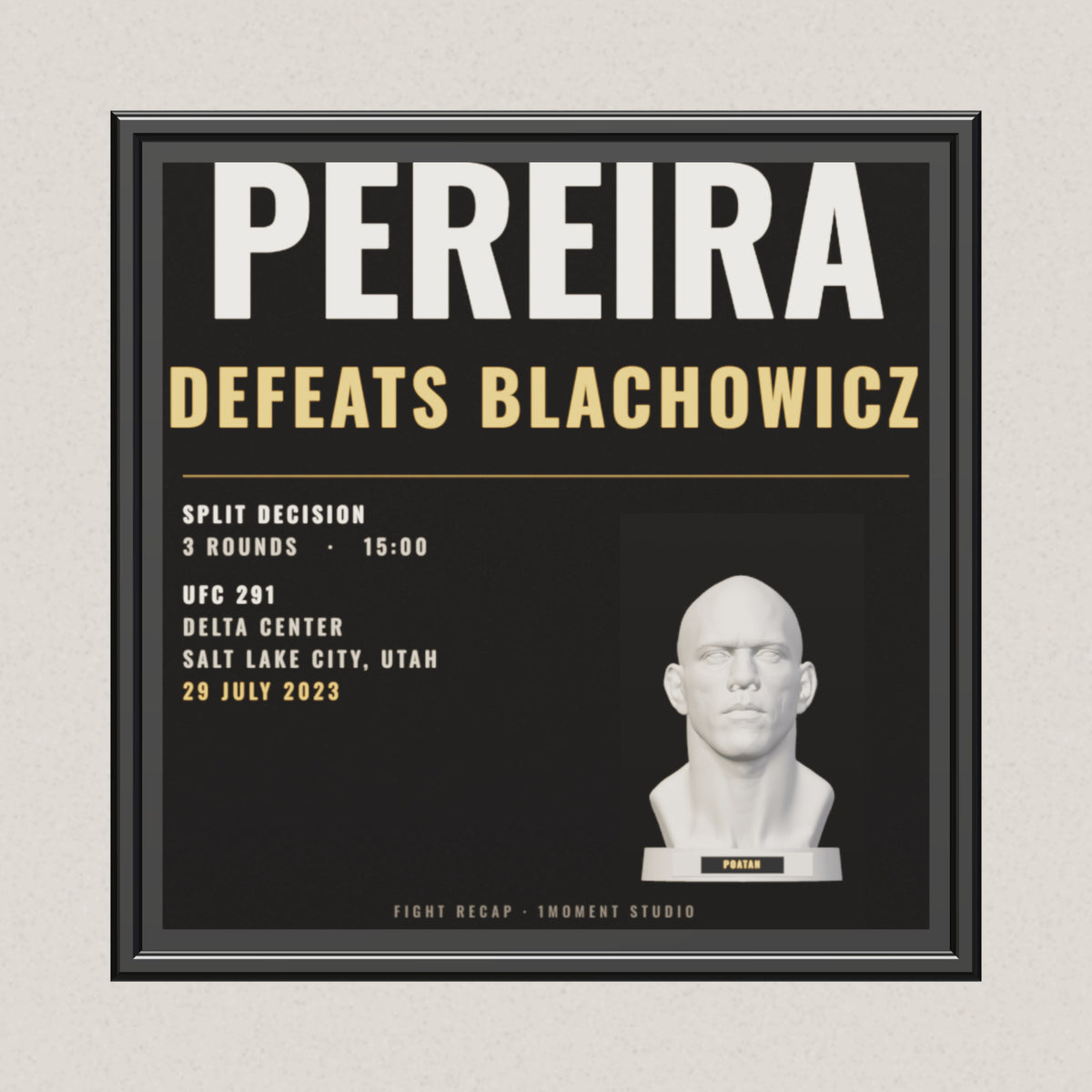 3D render of the 1Moment Studio Fight Night shadow box: Alex Pereira vs Jan Blachowicz, UFC 291