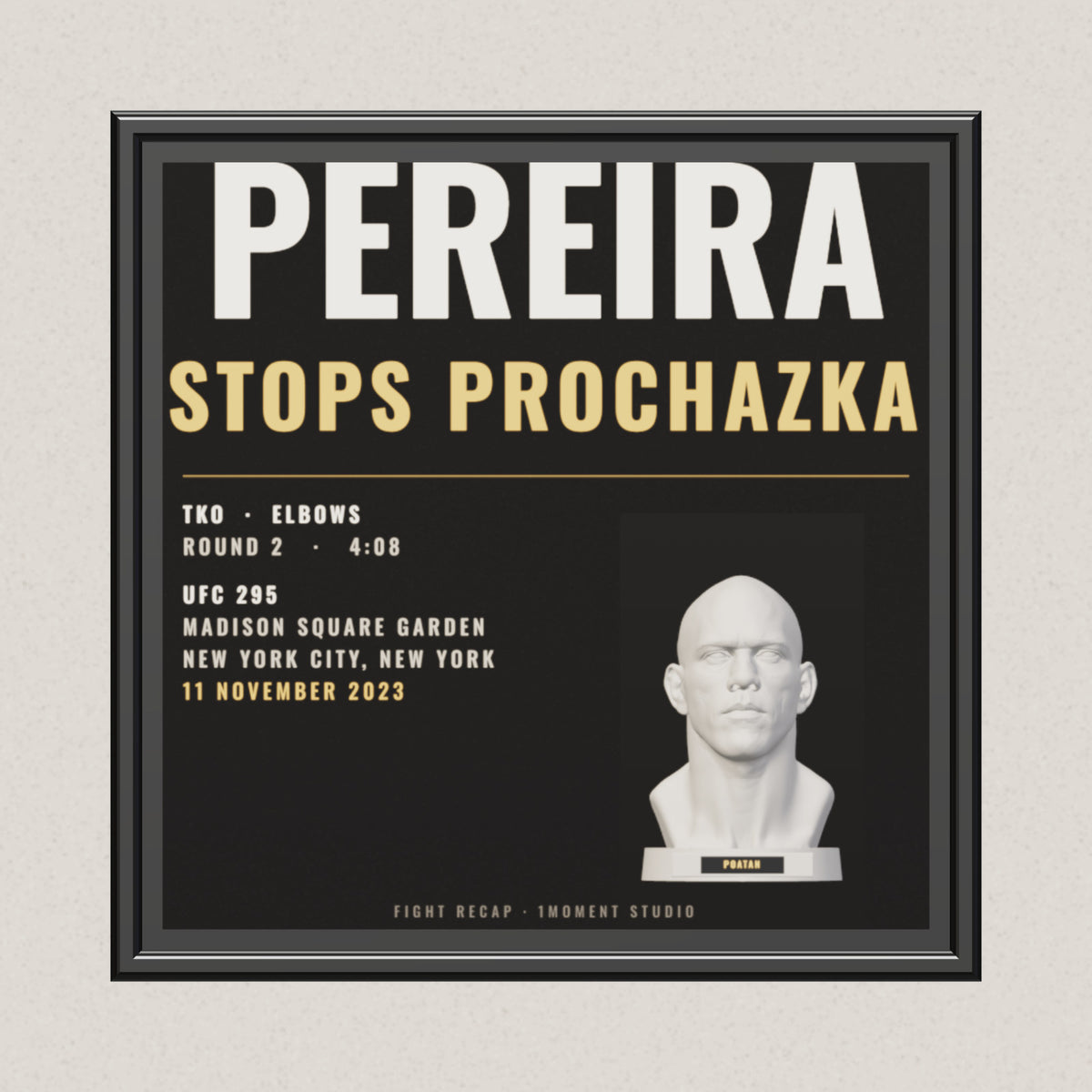3D render of the 1Moment Studio Fight Night shadow box: Alex Pereira vs Jiri Prochazka, UFC 295