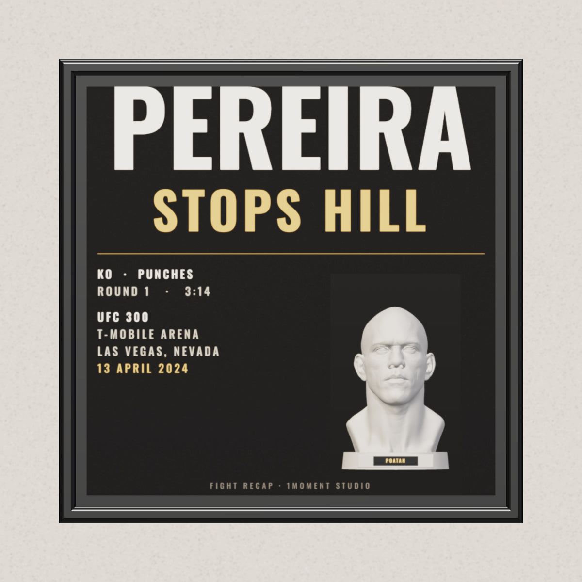 3D render of the 1Moment Studio Fight Night shadow box: Alex Pereira vs Jamahal Hill, UFC 300