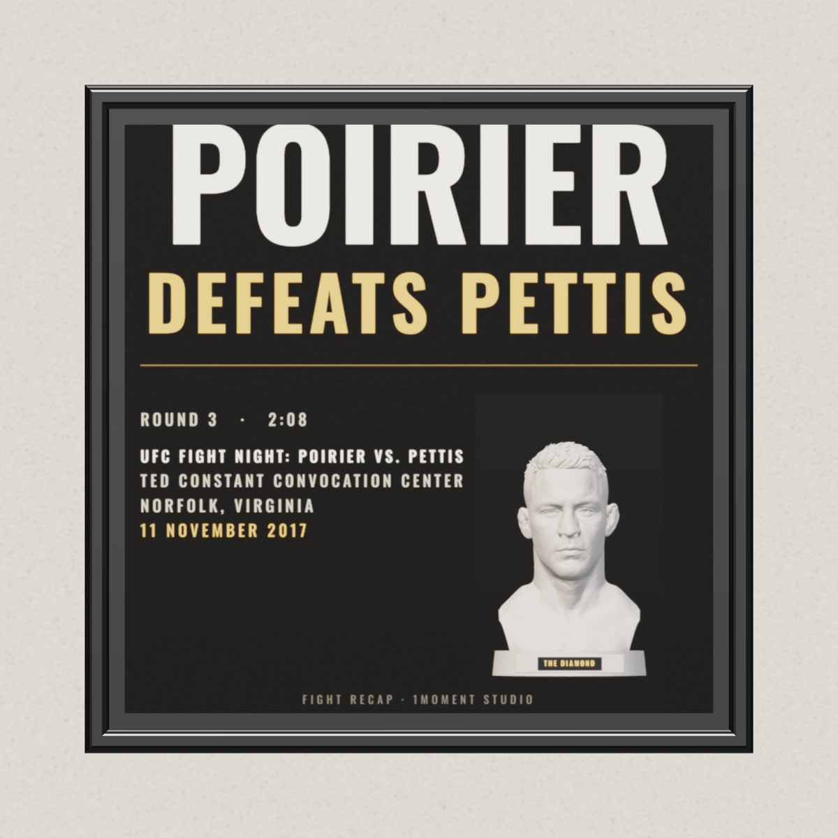 3D render of the 1Moment Studio Fight Night shadow box: Dustin Poirier vs Anthony Pettis, UFC Fight Night: Poirier vs. Pettis