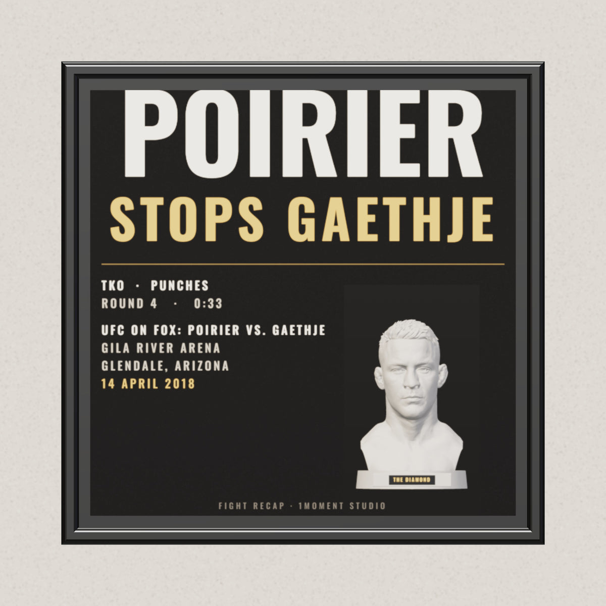3D render of the 1Moment Studio Fight Night shadow box: Dustin Poirier vs Justin Gaethje, UFC on FOX: Poirier vs. Gaethje