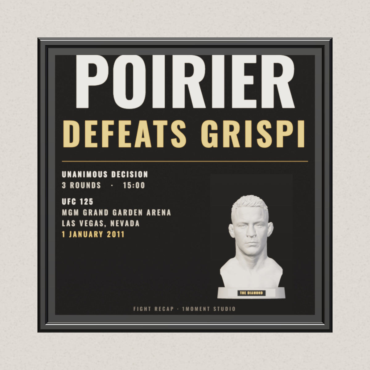 3D render of the 1Moment Studio Fight Night shadow box: Dustin Poirier vs Josh Grispi, UFC 125