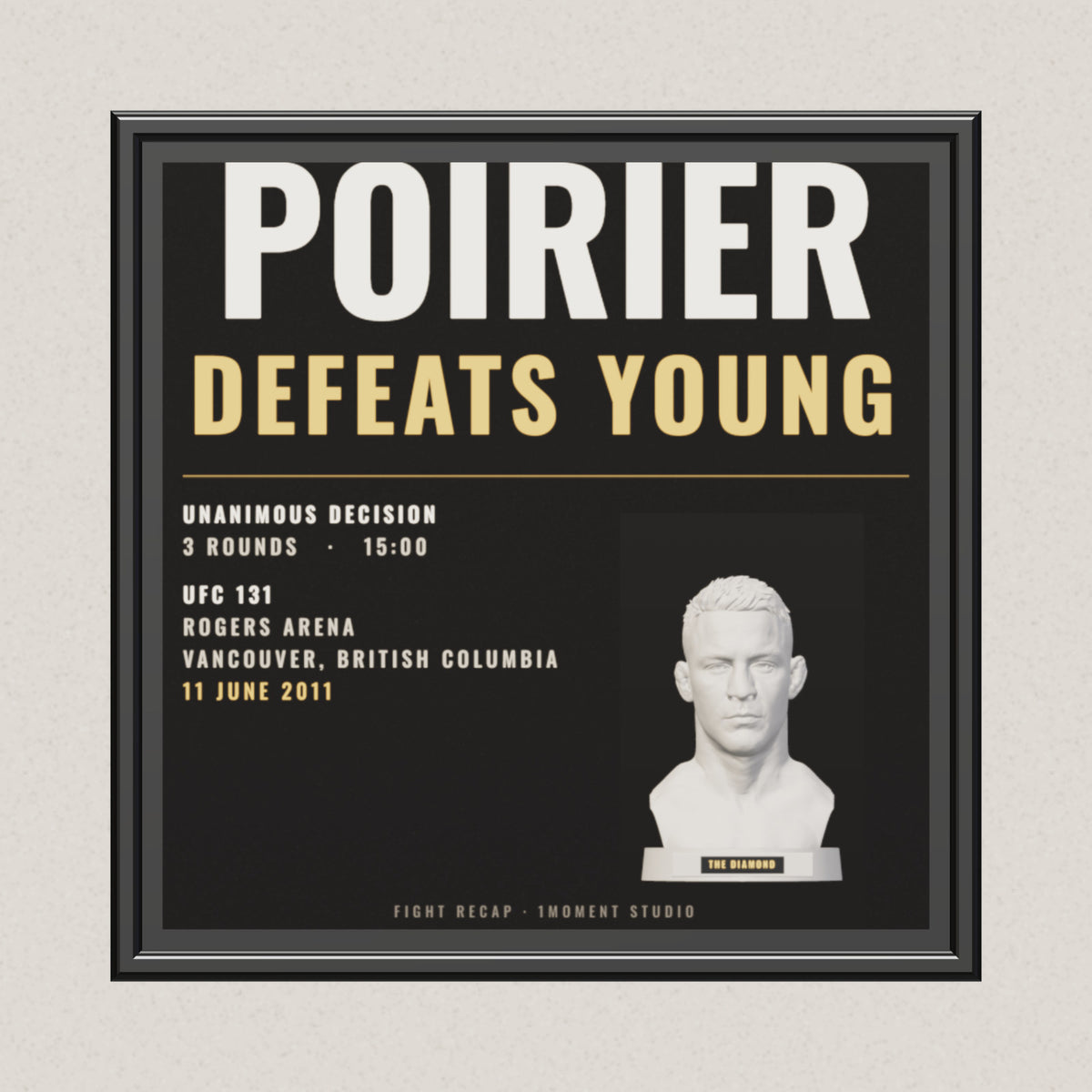 3D render of the 1Moment Studio Fight Night shadow box: Dustin Poirier vs Jason Young, UFC 131
