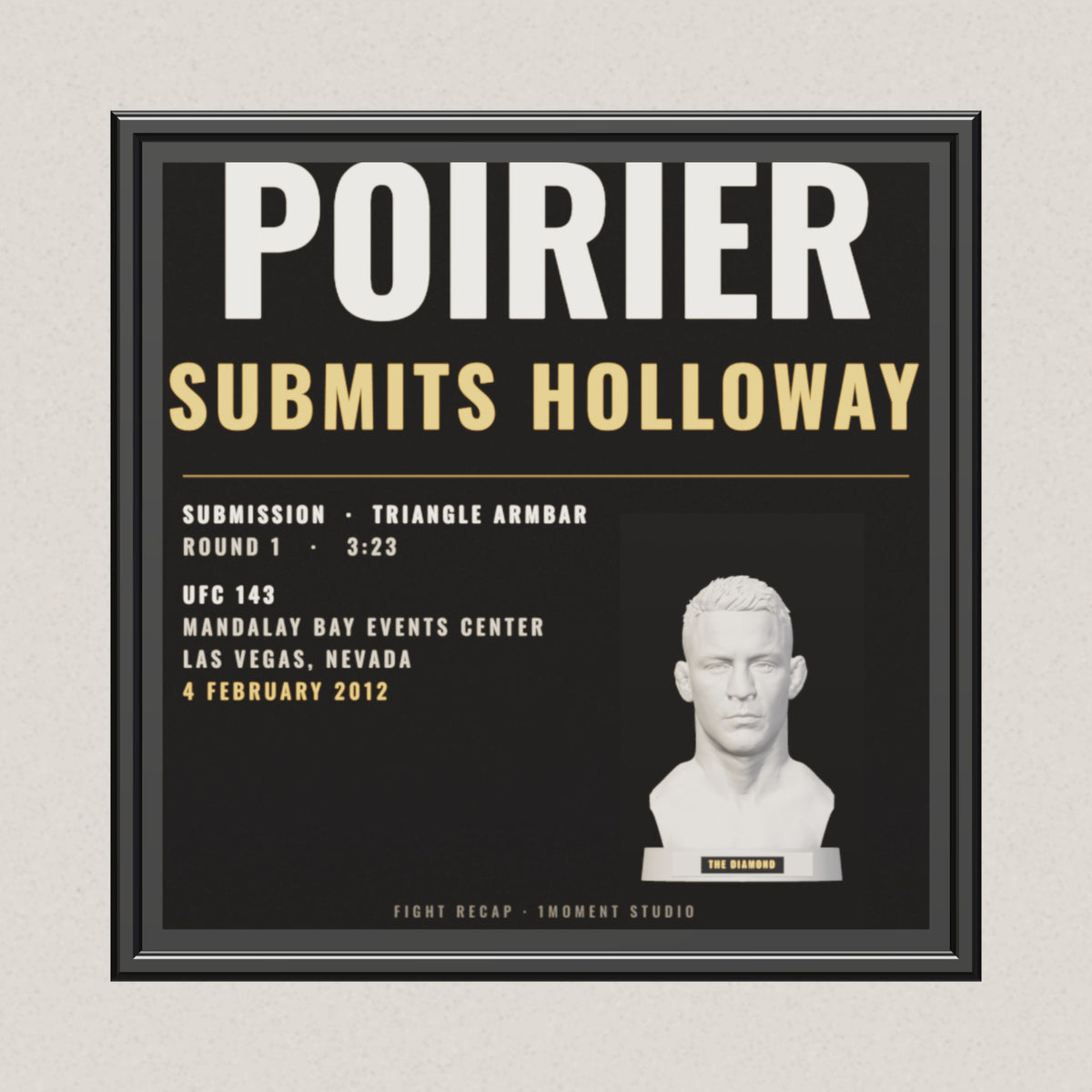 3D render of the 1Moment Studio Fight Night shadow box: Dustin Poirier vs Max Holloway, UFC 143
