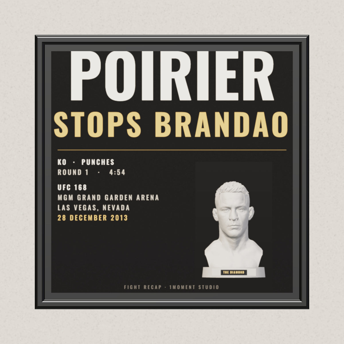 3D render of the 1Moment Studio Fight Night shadow box: Dustin Poirier vs Diego Brandao, UFC 168