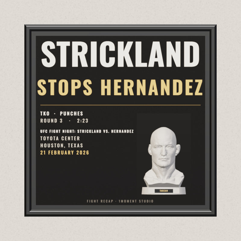 3D render of the 1Moment Studio Fight Night shadow box: Sean Strickland vs Anthony Hernandez, UFC Fight Night: Strickland vs. Hernandez