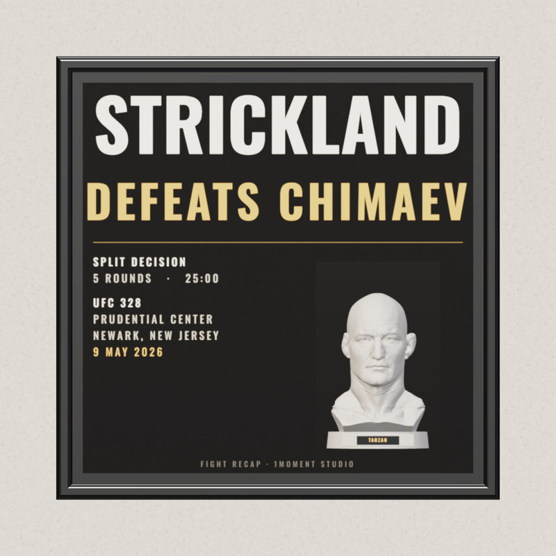 3D render of the 1Moment Studio Fight Night shadow box: Sean Strickland vs Khamzat Chimaev, UFC 328